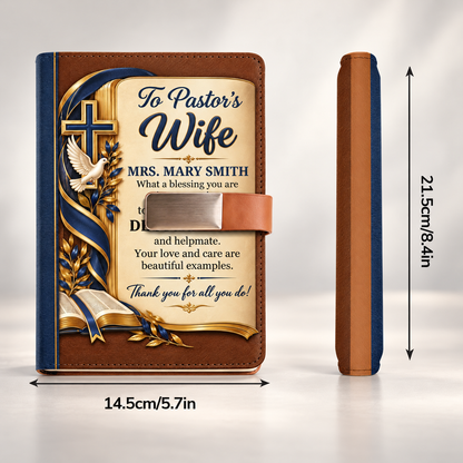 To Our Pastor And Pastor's Wife, Christian Gift For Pastor | Personalized Leather Notebook & Pen Set