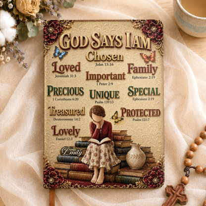 God Says I Am, Gift For Women | Personalized Leather Cover Notebook