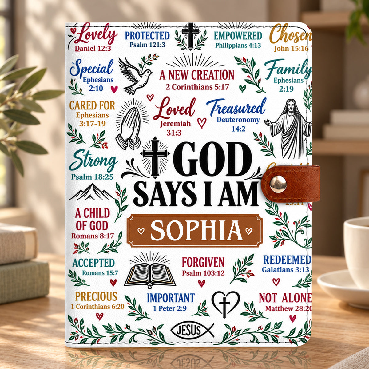 What God Says About You, Gift For Women | Personalized Leather Notebook Cover With Pocket