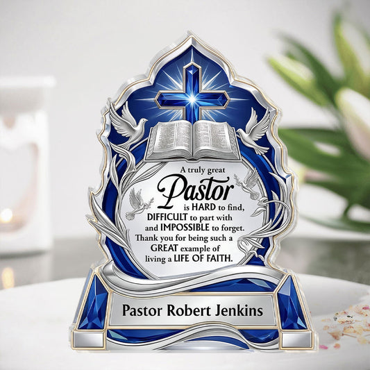 A Truly Great Pastor, Gift For Pastor | Personalized Custom Shaped Acrylic Plaque