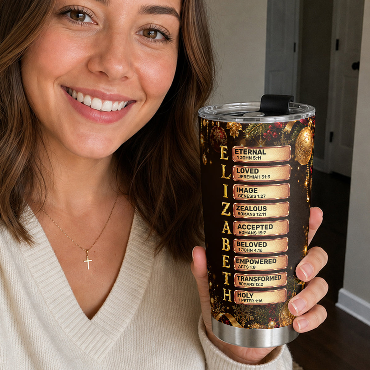 She Who Kneels Before God Can Stand Before Anyone, Gift For Women | Personalized Stainless Steel Tumbler