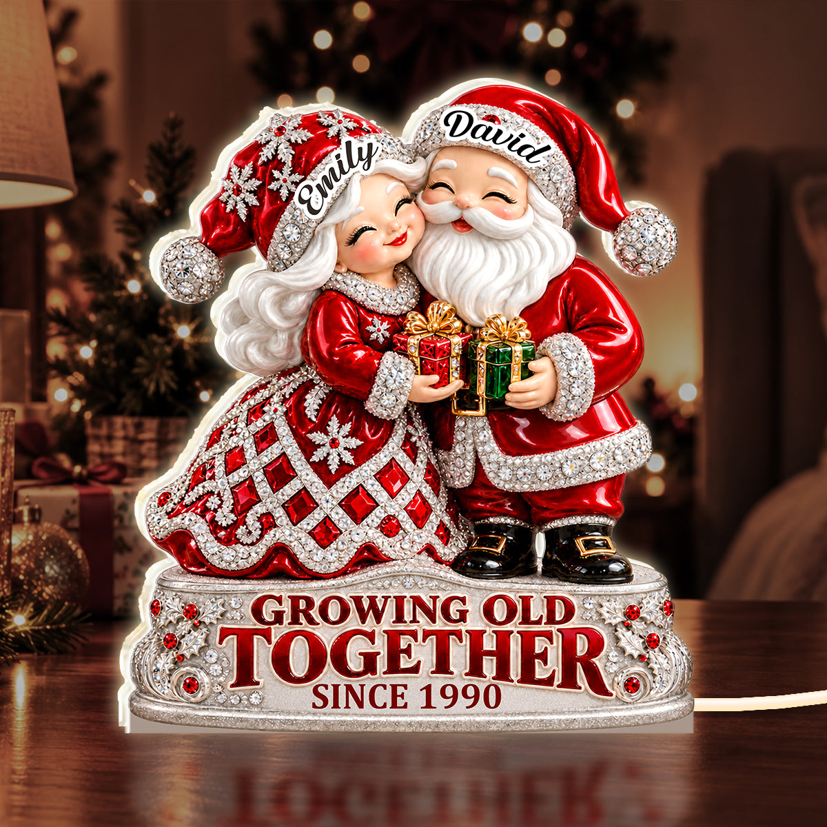 Santa Couple Growing Old Together, Gift For Couple - Personalized Light Box