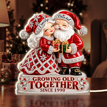 Santa Couple Growing Old Together, Gift For Couple - Personalized Light Box