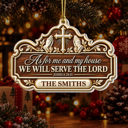 Faithful Home Blessing, Gift For Christian Family | Personalized 3D Relief White Acrylic Ornament