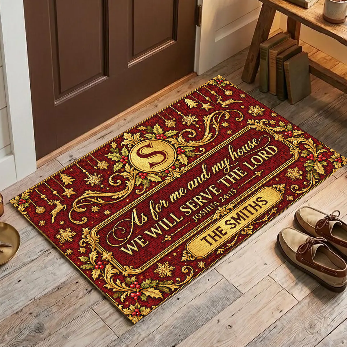 As For Me And My House We Will Serve The Lord, Gift For Family | Personalized Doormat