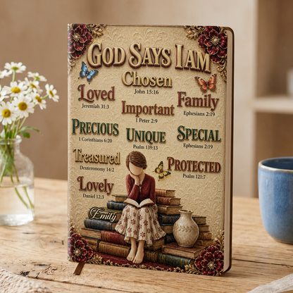 God Says I Am, Gift For Women | Personalized Leather Cover Notebook