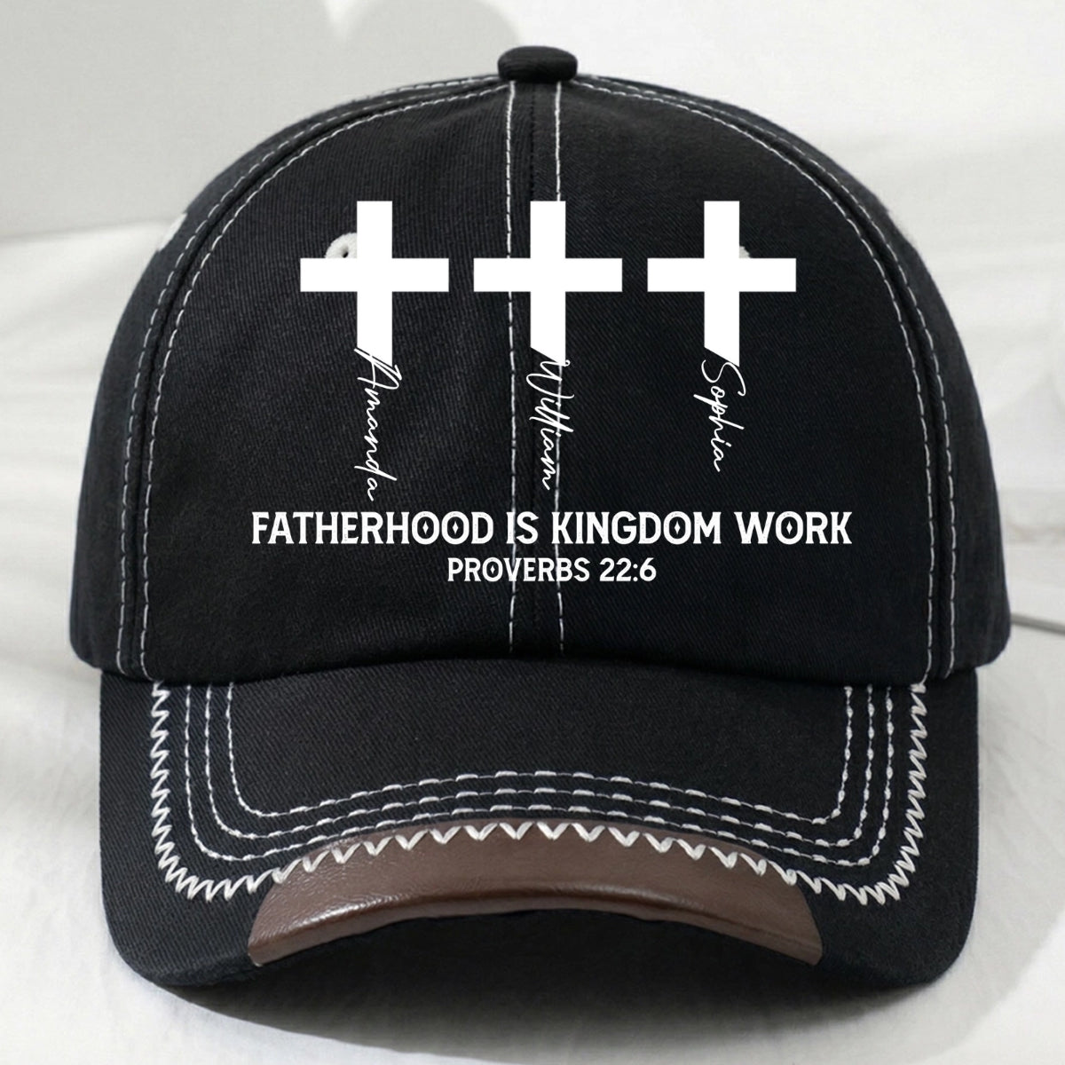 Fatherhood Is Kingdom Work Cross And Name, Gift For Christian | Personalized Vintage Soft Baseball Cap