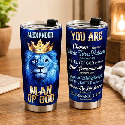 Man Of God, Christian Gift For Men | Personalized Stainless Steel Tumbler