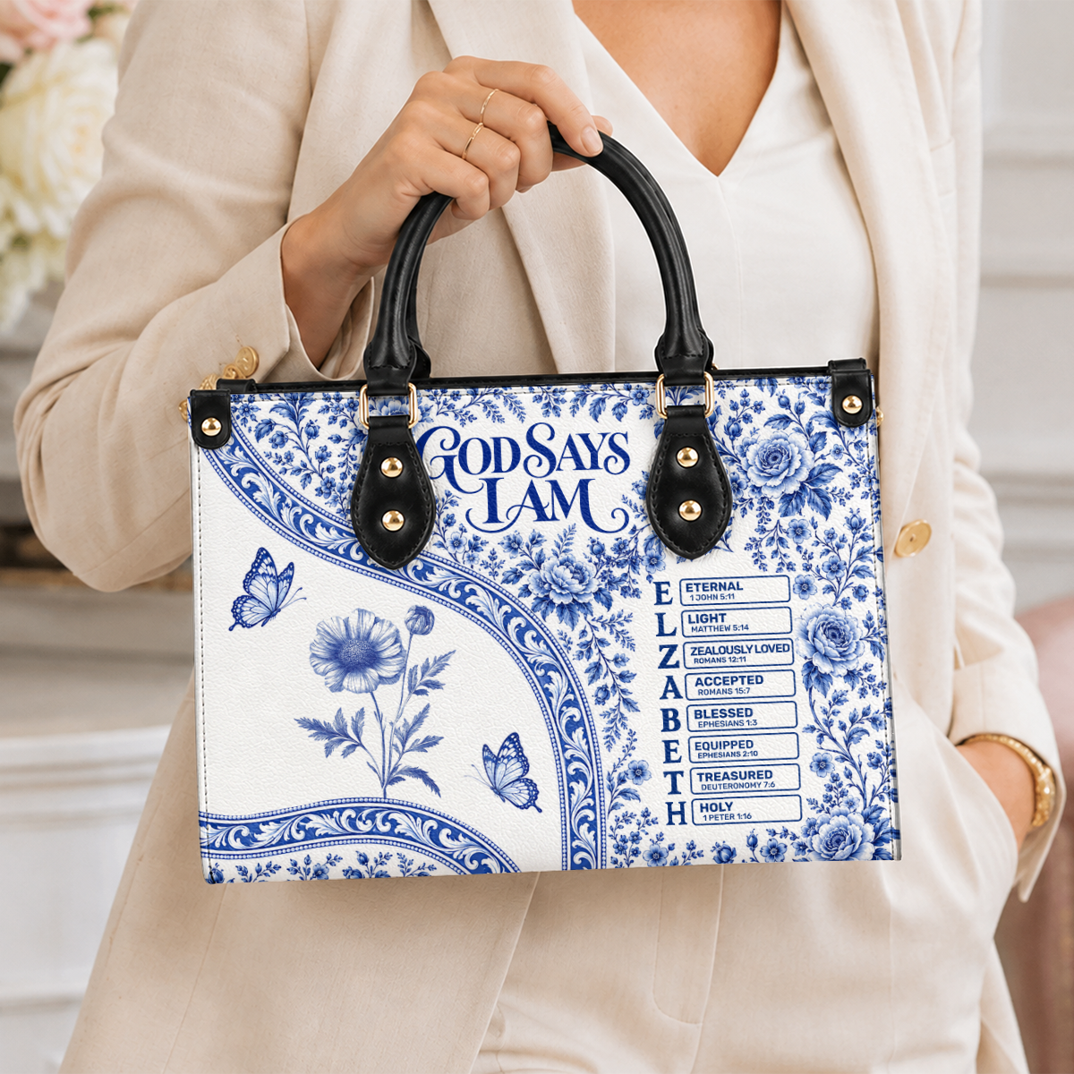 God Says I Am, Gift For Women | Personalized Leather Handbag