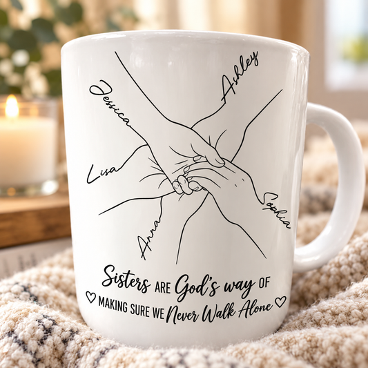 Sisters Are God's Way, Gift For Sister In Christ | Personalized Ceramic Coffee Mug