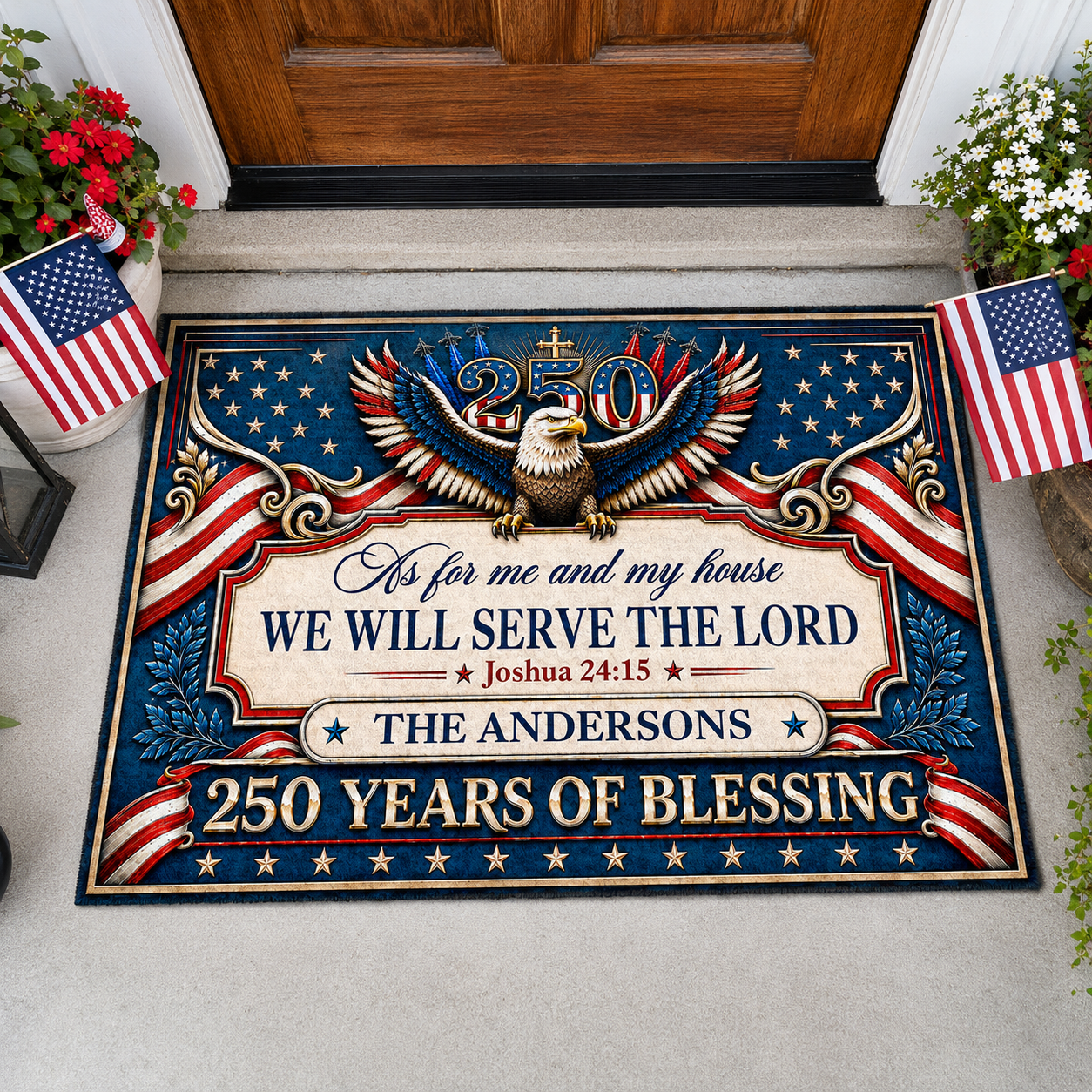 As For Me And My House We Will Serve The Lord - Personalized Doormat