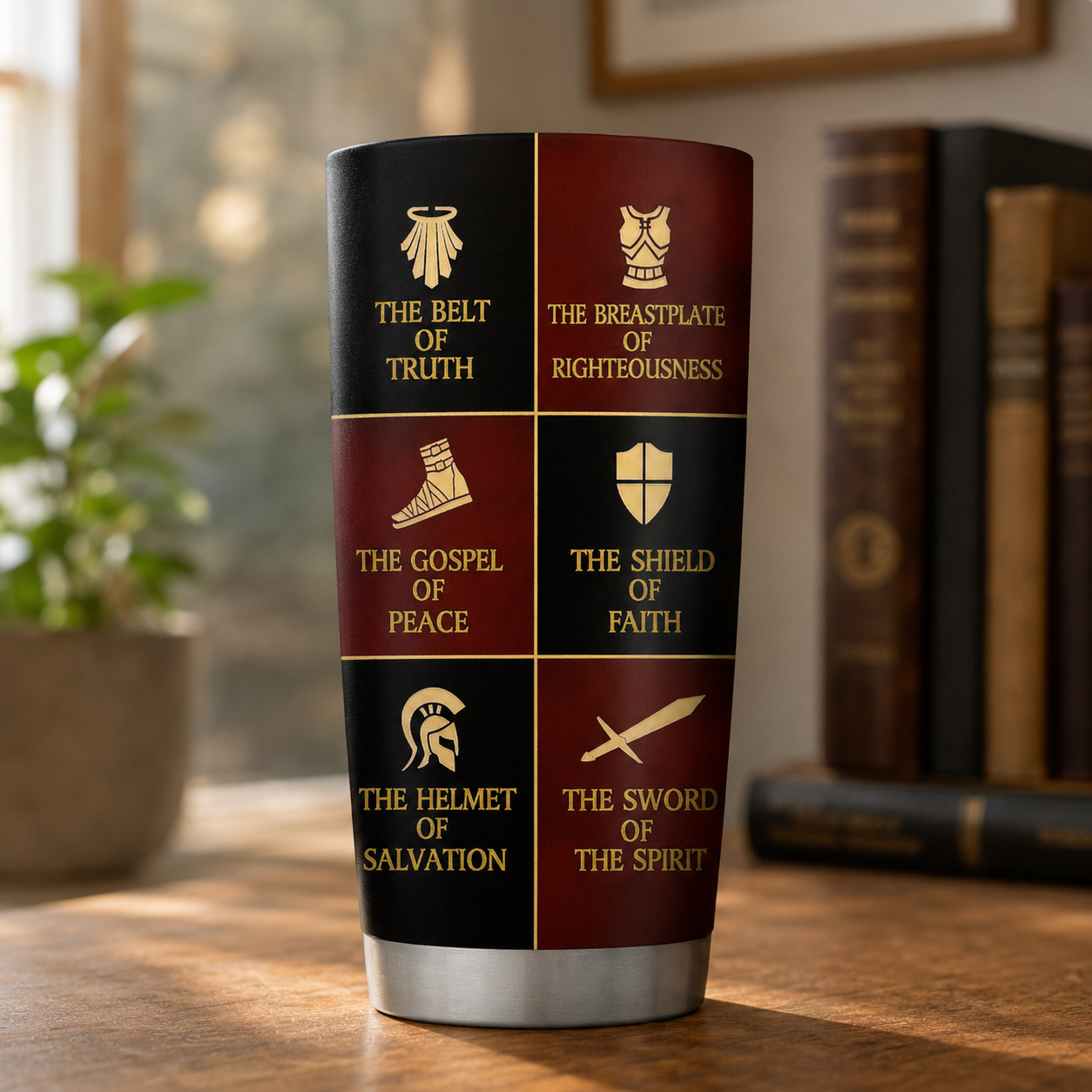 Put On The Full Armor Of God, Spiritual Warfare Gift | Personalized Stainless Steel Tumbler