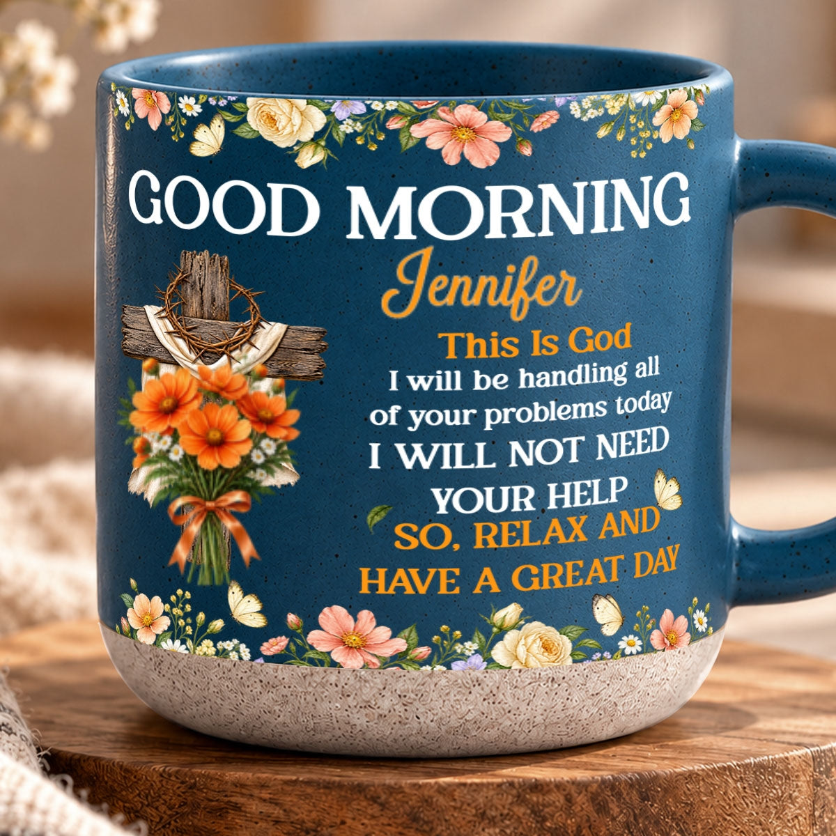 Birth Flower Bouquet Good Morning This Is God, Gift For Loved One | Personalized Pottery Mug
