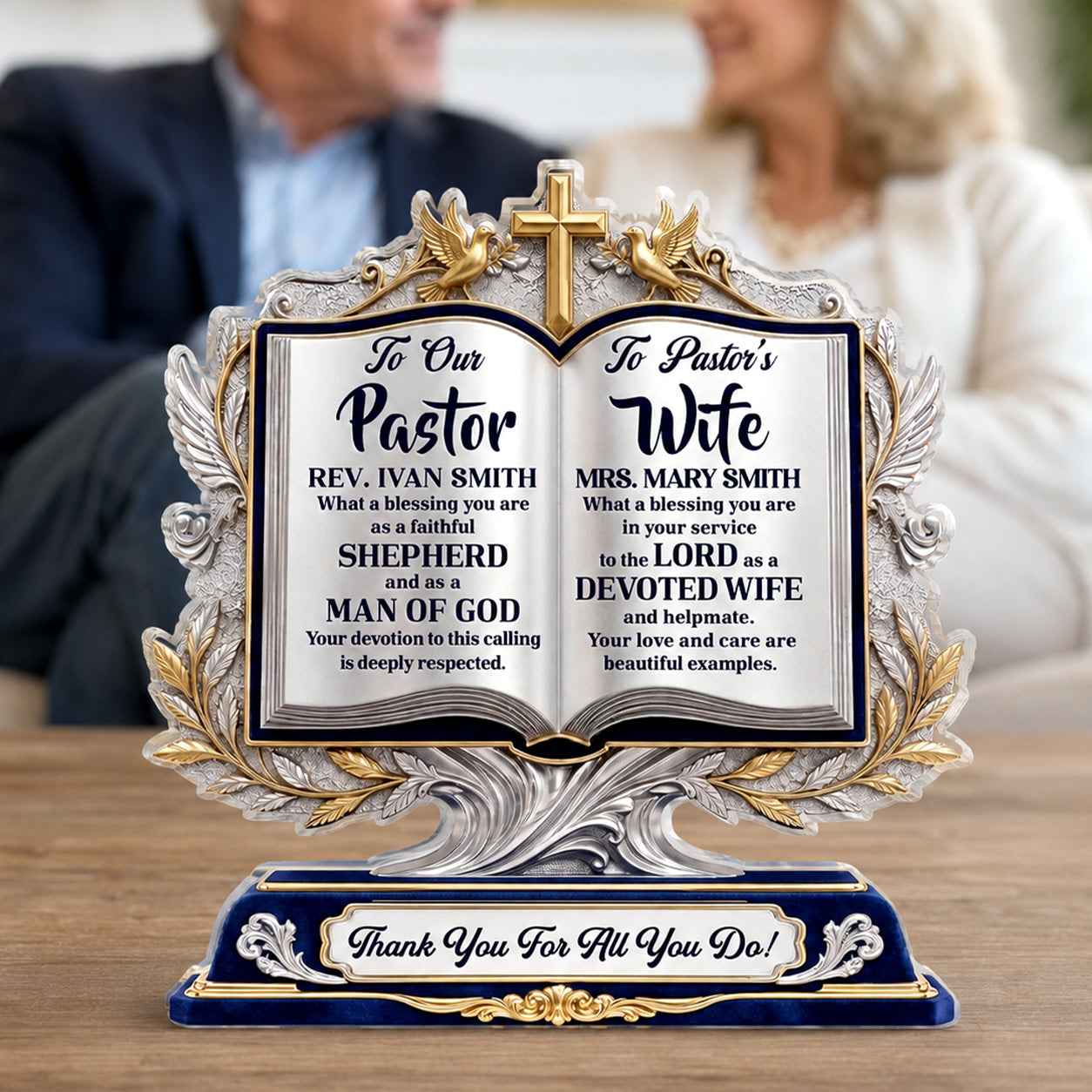A Pastor After God's Heart, Christian Gift For Pastor | Personalized Custom Shaped Acrylic Plaque