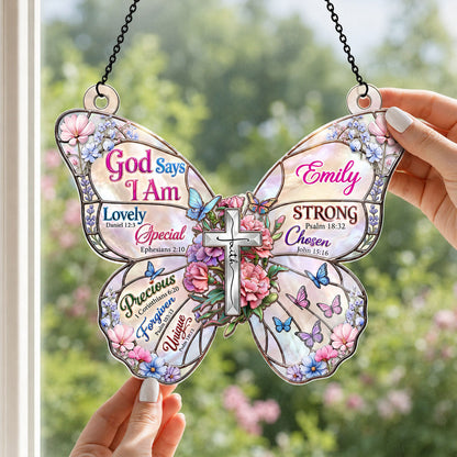 God Says I Am, Christian Gift For Women | Personalized Acrylic Suncatcher