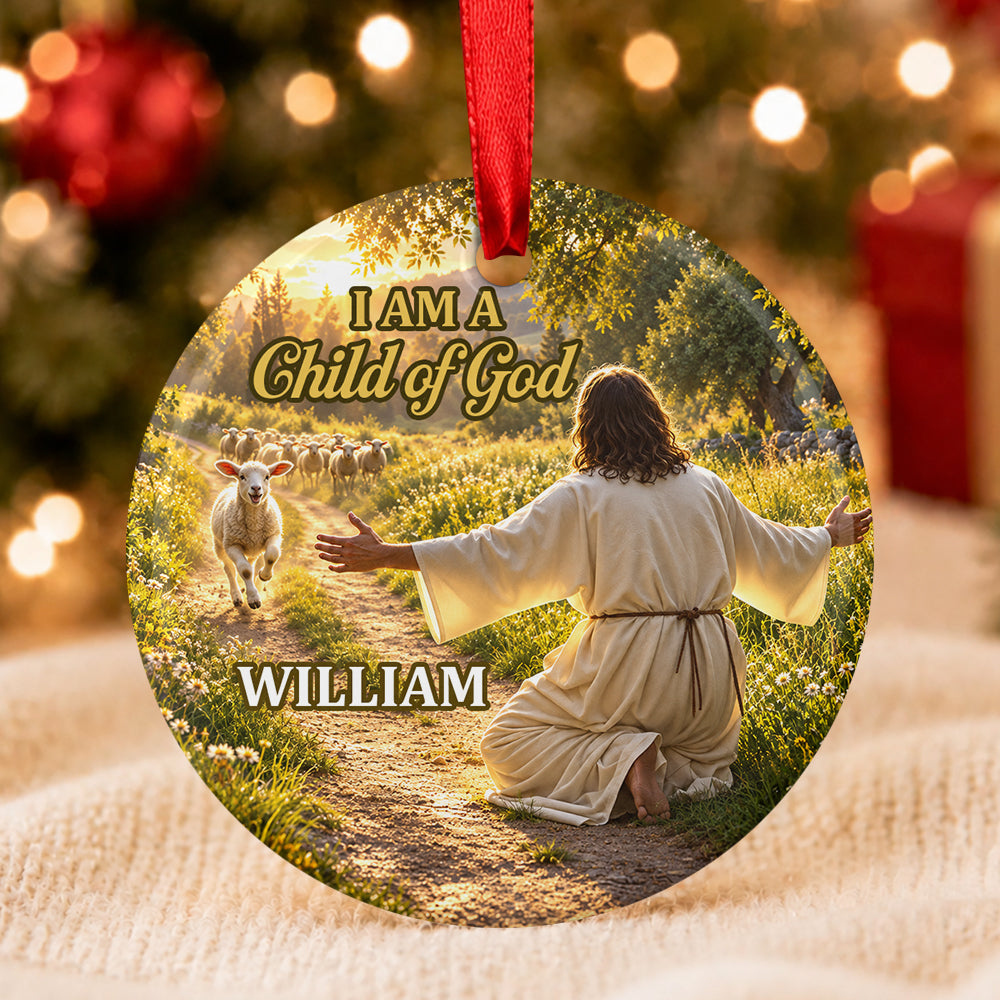 Child Of God, Gift For Christian Loved Ones  | Personalized Round Shaped Ceramic Ornament