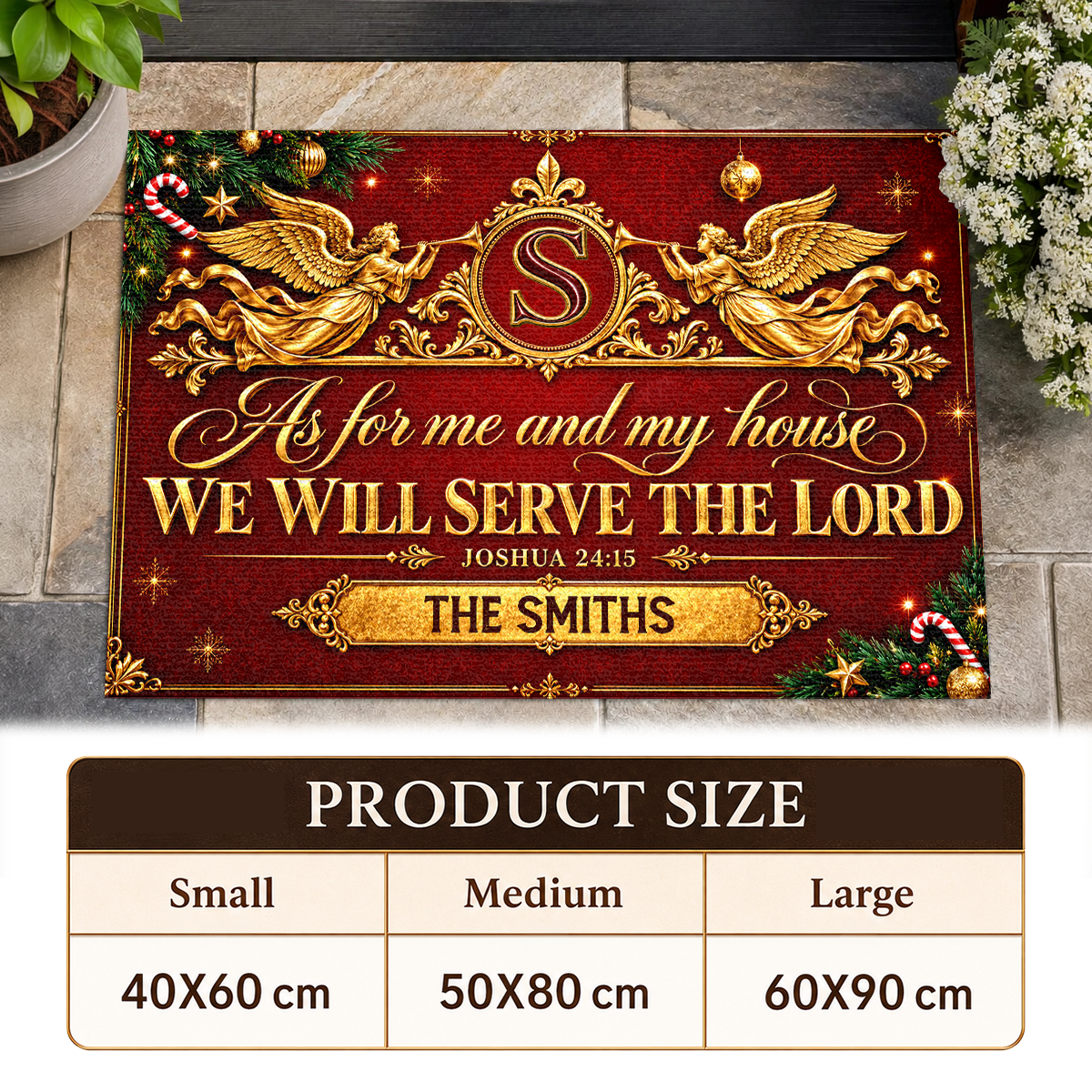 As For Me And My House We Will Serve The Lord, Gift For Family | Personalized Doormat