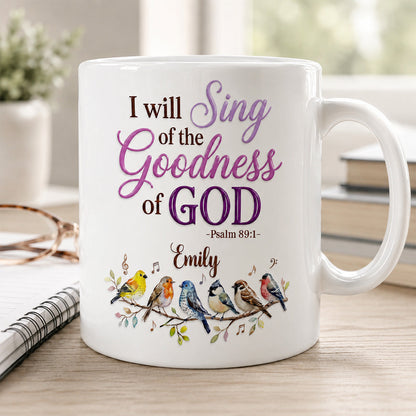 Singing God's Goodness With Birds, Gift of Praise | Personalized Ceramic Coffee Mug