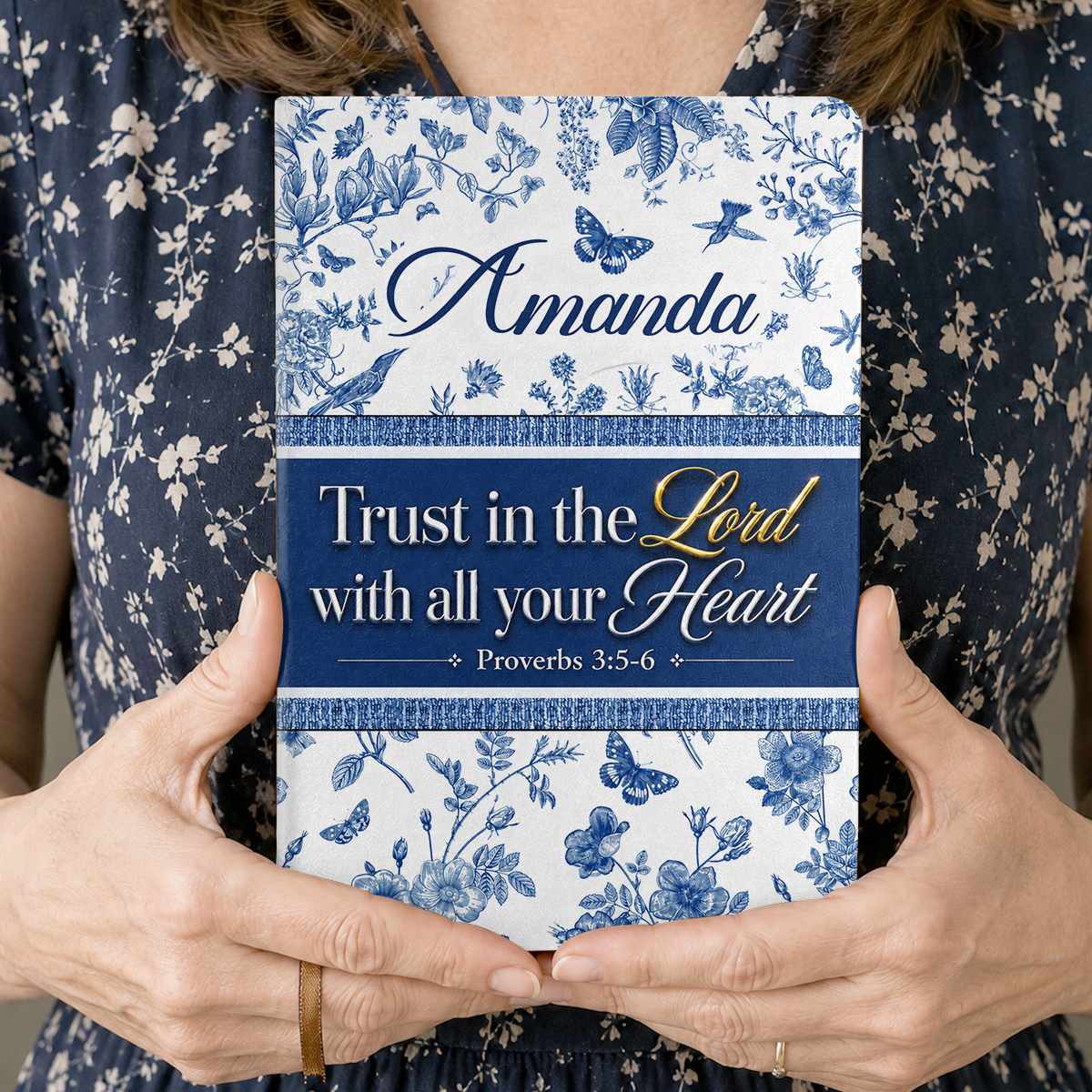 Trust In The Lord With All Your Heart, Gift For Women | Personalized Leather Cover Notebook