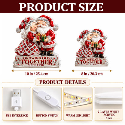 Santa Couple Growing Old Together, Gift For Couple - Personalized Light Box