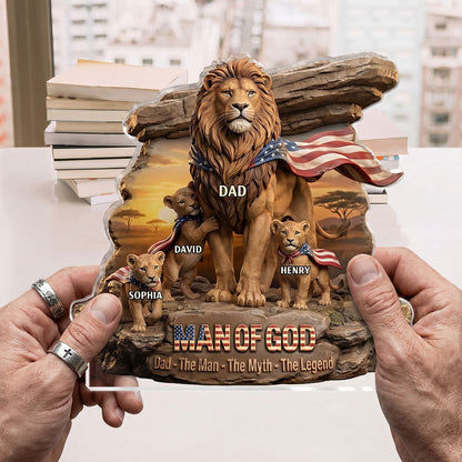 Man Of God Dad The Man The Myth The Legend | Personalized Custom Shaped Acrylic Plaque