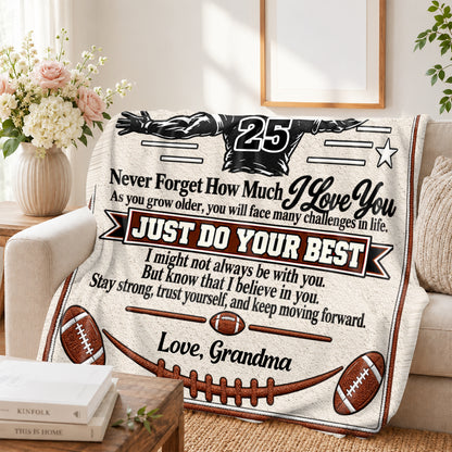 To My Grandson America Football Version, Gift For Grandson | Personalized Fleece Blanket