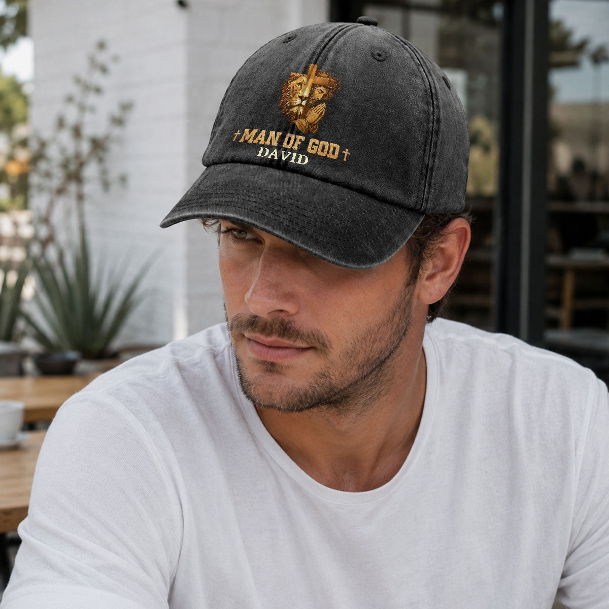Man Of God | Personalized Vintage Washed Denim Cap