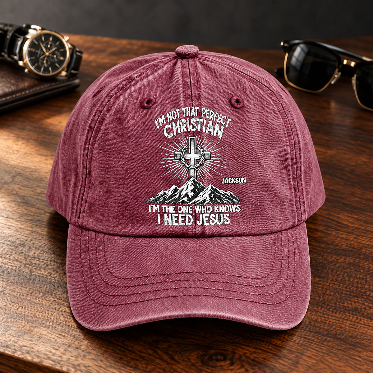 Raised In Faith, Gift For Christian - Personalized Custom Vintage Washed Denim Cap