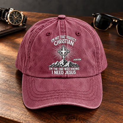 Raised In Faith, Gift For Christian - Personalized Custom Vintage Washed Denim Cap