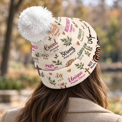 God Says I Am, Christian Gifts | Personalized Bobble Beanie Hat