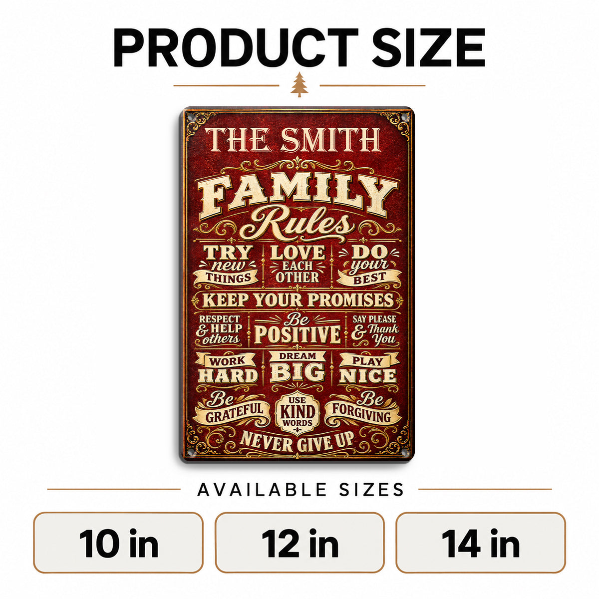 Family Rules, Gift For Family | Personalized Metal Sign