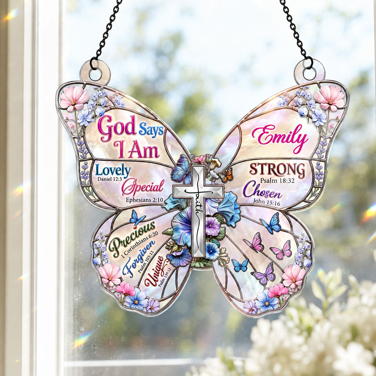 God Says I Am, Christian Gift For Women | Personalized Acrylic Suncatcher