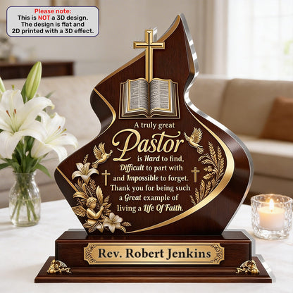 A Truly Great Pastor, Gift For Pastor | Personalized Custom Shaped Acrylic Plaque