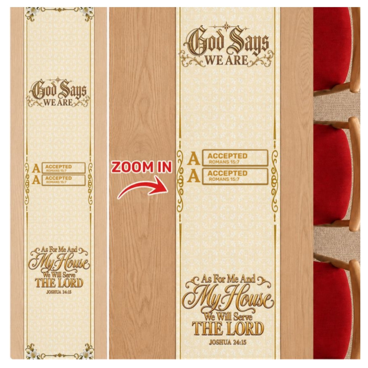 As For Me And My House We Will Serve The Lord, Christian Gifts For Family | Personalized Table Runner