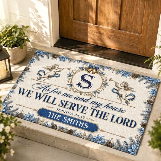 As For Me And My House We Will Serve The Lord, Gift For Family | Personalized Doormat