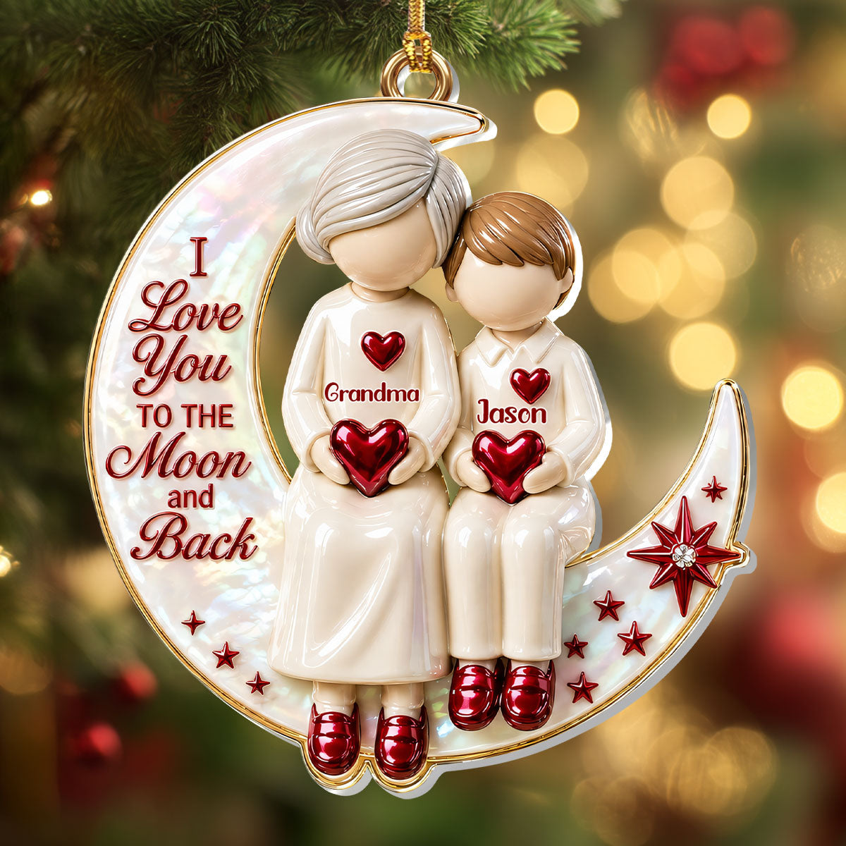I Love You To The Moon And Back, Gift For Grandma - Personalized 1-Layer Acrylic Ornament