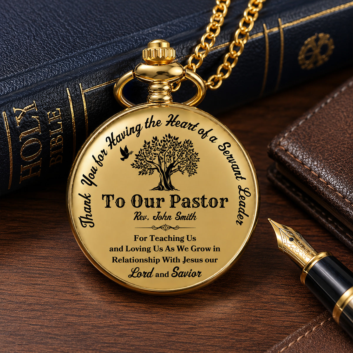 With Jesus Pastor | Personalized Pocket Watch