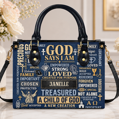 I Am A Child Of God, Gift For Women | Personalized Leather Handbag