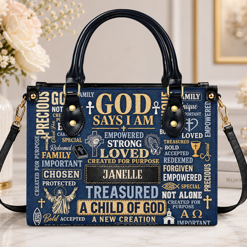 I Am A Child Of God, Gift For Women | Personalized Leather Handbag