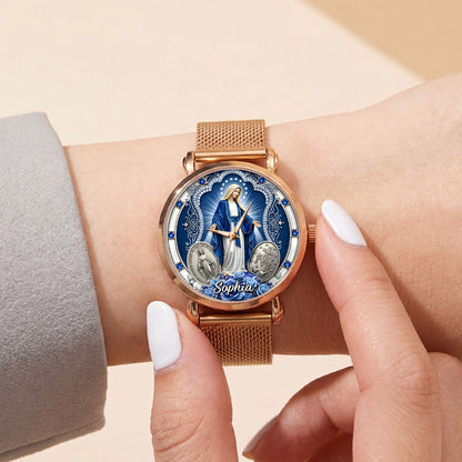 Midnight Miracle Of Mary, Gift For Mom - Personalized Women's Wrist Watch