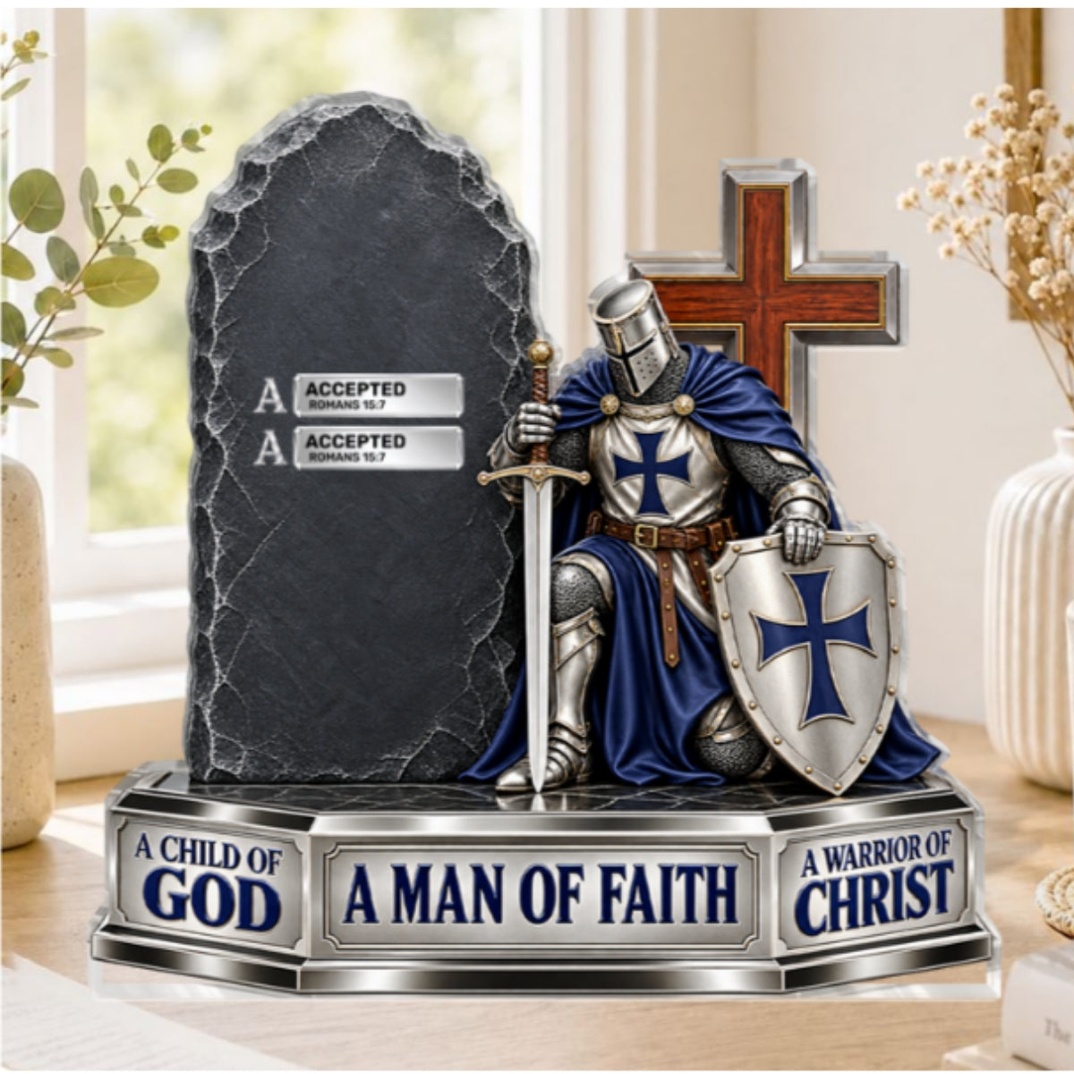 Warrior Of Christ, Gift For Christian Man | Personalized Custom Shaped Acrylic Plaque