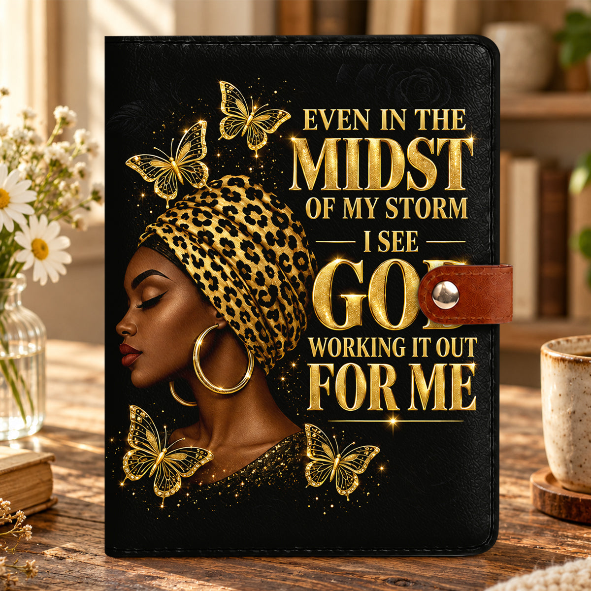 I See God Working It Out For Me, Gift For Women | Personalized Leather Notebook Cover With Pocket