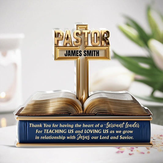 Heart of a Servant Leader, Gift For Pastor | Personalized Custom Shaped Squared Acrylic Plaque