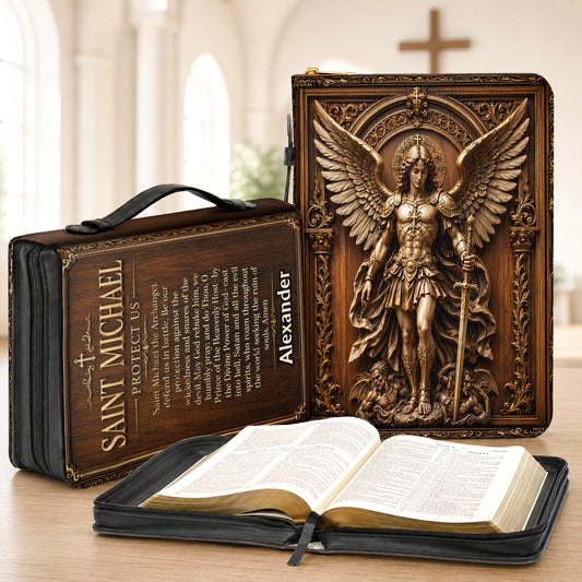 Saint Michael The Archangel, Gift For Him | Personalized Bible Cover