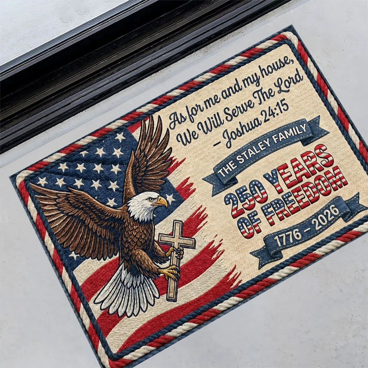 As For Me And My House 250 Years Of Freedom - Personalized Doormat