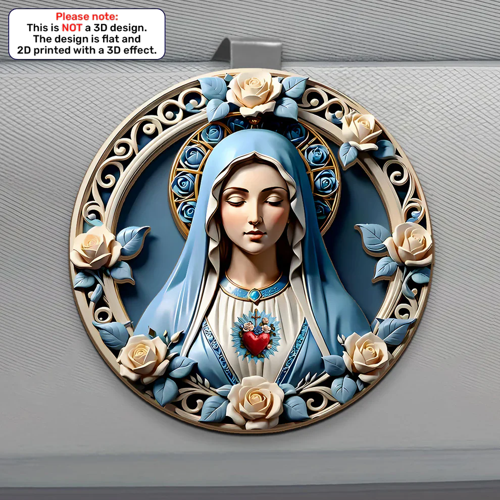 Sacred Heart of Mary, Catholic Gift | Car Visor Clip