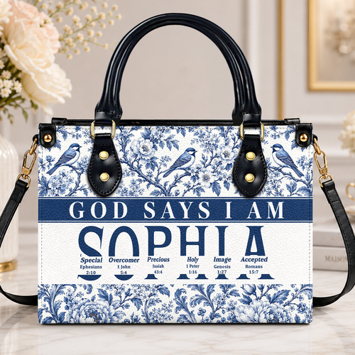 God Says I Am, Gift For Women | Personalized Leather Handbag