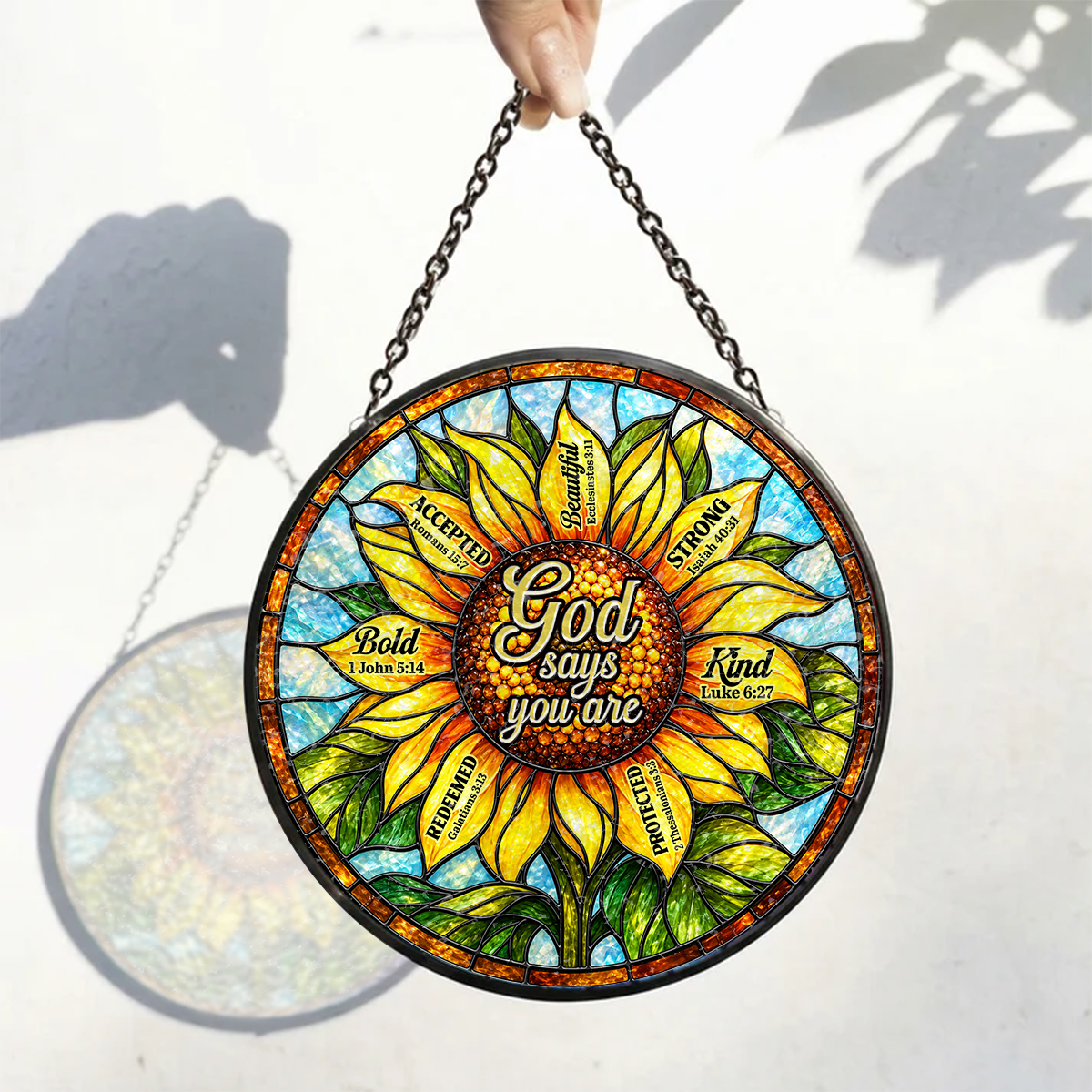 God Says You Are, Gift For Loved One | Personalized Stained Glass Window Hanging Suncatcher