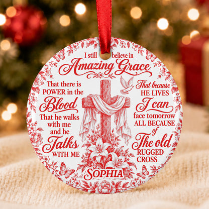 Amazing Grace, Gift For Her | Personalized Round Shaped Ceramic Ornament