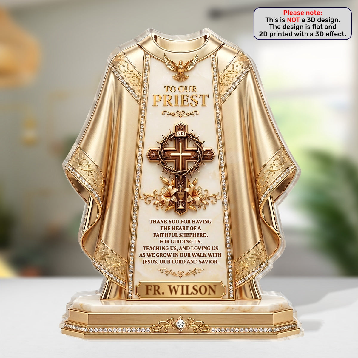 To Our Priest For Having The Heart Of A Faithful Shepherd | Personalized Custom Shaped Acrylic Plaque